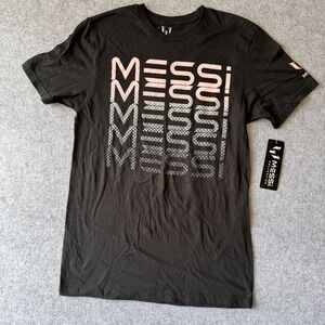 Messi Collection‎ Graphic T-Shirt Small Black Pink Cotton Soccer Tee